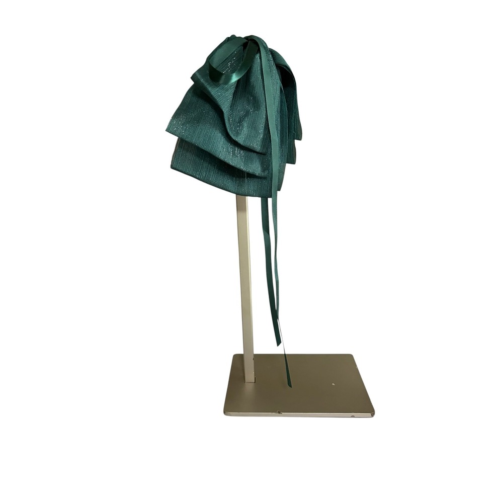 Oversized Emerald Green Shimmer Bow Hair Claw Clip with Long Satin Ribbon Tails - Picture 4 of 6